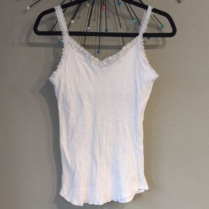 Y2K Energie Sequin Beading Lace Ribbed Cami Tank White Fairygrunge Coquette